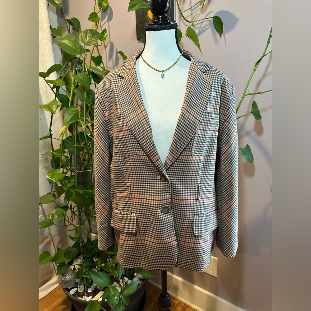 7th Avenue Women's Suiting Collection Plaid Belted Blazer Size XL